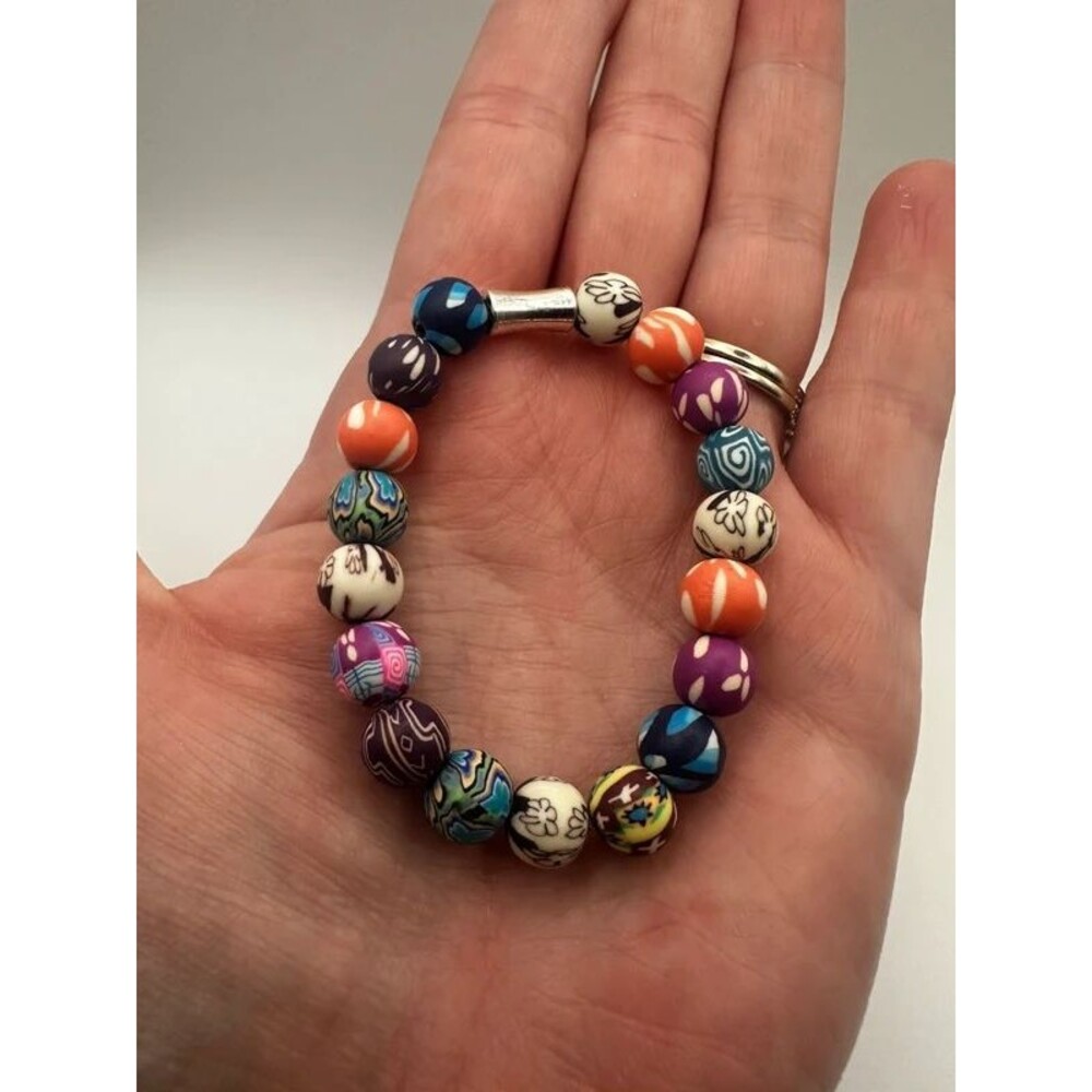 Colorful Patterned Beaded Stretch Bracelet